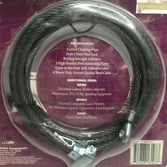 Belkin Bulldog Universal Security Kit Glow In The Dark Heavy Duty Lock Computer - Picture 6 of 7